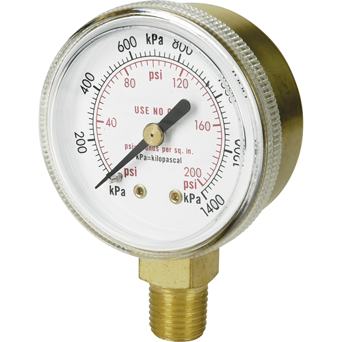 Manom&egrave;tres en laiton,  2-1/2", 200 psi, Fixation inf&eacute;rieure, Analogique FMT Sales Ltd