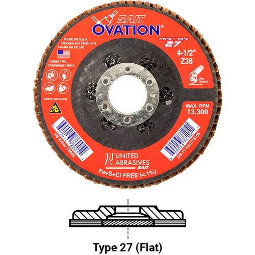 OVATION MEULE LAMELLE5X7/8GRAIN36, 5" x 7/8", Type 27, Grain 36, Zirconium FMT Sales Ltd