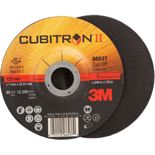 Cut-Off Wheels - CubitronII, 5" x 0.045", 7/8" Arbor, Type 27, Ceramic, 12250 RPM FMT Sales Ltd