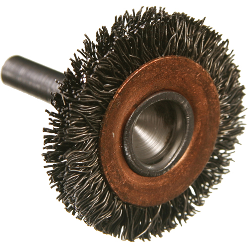 Brosses mont&eacute;es &agrave; fils cr&ecirc;p&eacute;s circulaires, 1-1/2", Fils 0,014", Tige 1/4" FMT Sales Ltd