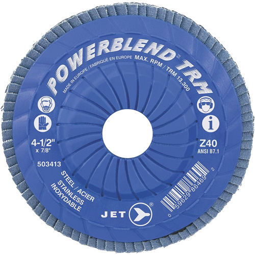 Disque &agrave; lamelles ajustables TRM Powerblend, 4-1/2" x 7/8", Type 29, Grain Z40, Zirconium FMT Sales Ltd