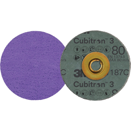 Disque en fibre Roloc Cubitron 3, 3" dia., Grain 80+, C&eacute;ramique FMT Sales Ltd