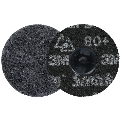 Meule robuste pour le conditionnement de pr&eacute;cision des surfaces Scotch-Brite Roloc, HD-DR, 3" dia., Grain 80+, C&eacute;ramique FMT Sales Ltd