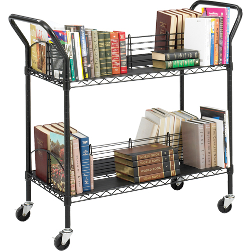 Double-Sided Wire Book Cart, 200 lbs. Capacity, Black, 18-3/4" D x 44" L x 39" H, Steel FMT Sales Ltd