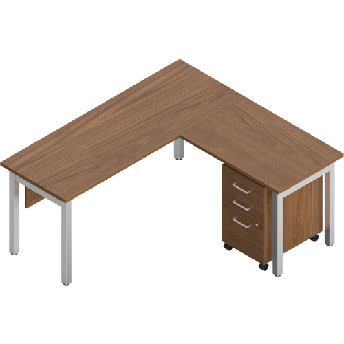 Ionic L-Shaped Desk Suites, 4 Pieces, Brown, 29" H x 66" W x 66" D FMT Sales Ltd