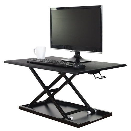Adjustable Stand-Up Desk, Desktop Unit, 15-3/4" H x 31-1/2" W x 22-1/2" D, Black FMT Sales Ltd