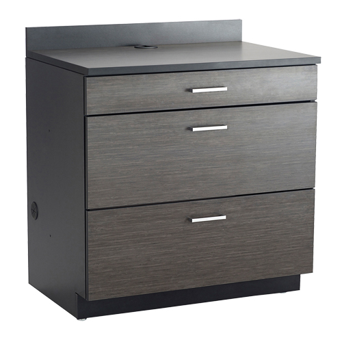 Modular Base Cabinet, 3 Drawers, 36" W x 25" D x 39" H, Asian Night/Black FMT Sales Ltd