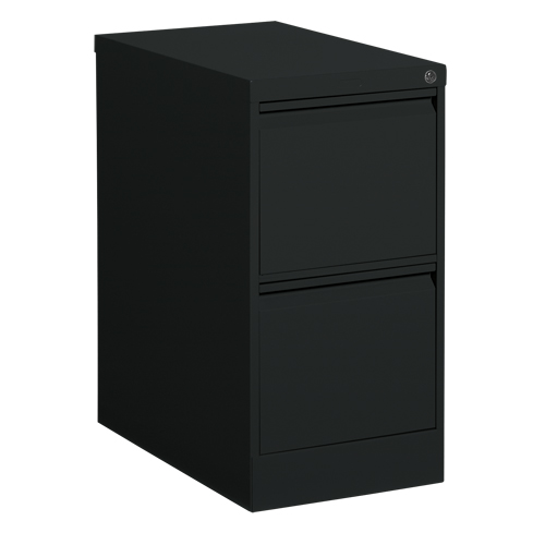 Vertical Filing Cabinet, Steel, 2 Drawers, 15-1/7" W x 25" D x 29" H, Black FMT Sales Ltd