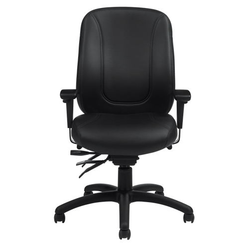 Overtime High Back Chair, Leather, Black, 300 lbs. Capacity FMT Sales Ltd