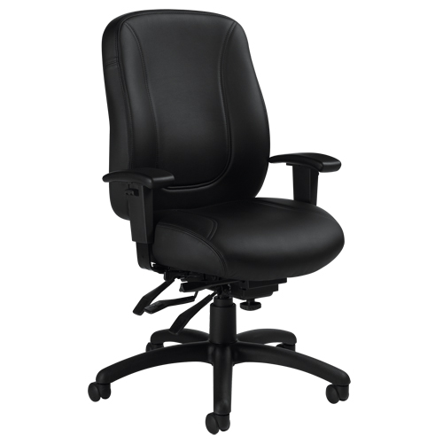 Overtime High Back Chair, Leather, Black, 300 lbs. Capacity FMT Sales Ltd