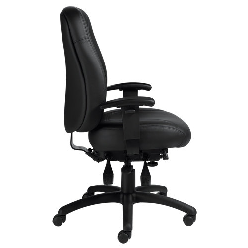 Overtime High Back Chair, Leather, Black, 300 lbs. Capacity FMT Sales Ltd