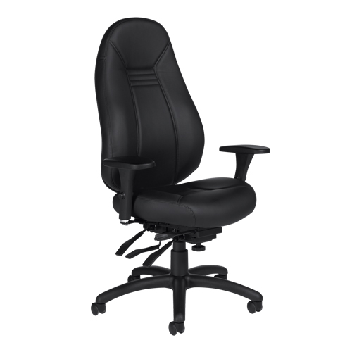 High Back Comfort Chair, Leather, Black, 300 lbs. Capacity FMT Sales Ltd