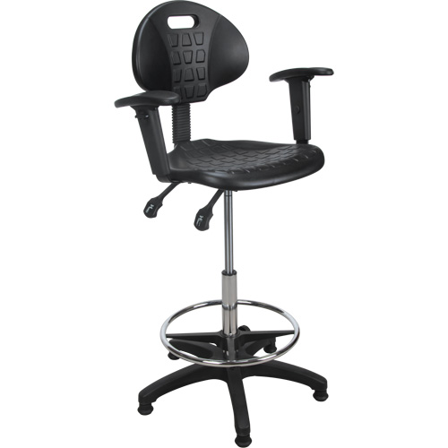 Tabouret ergonomique robuste avec accoudoirs r&eacute;glables, Stationnaire, Ajustable Hauteur, Capacit&eacute; 250 lb FMT Sales Ltd