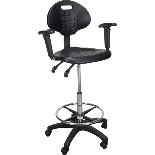 Tabouret ergonomique robuste avec accoudoirs r&eacute;glables et roulettes en nylon, Mobile, Ajustable Hauteur, Capacit&eacute; 250 lb FMT Sales Ltd