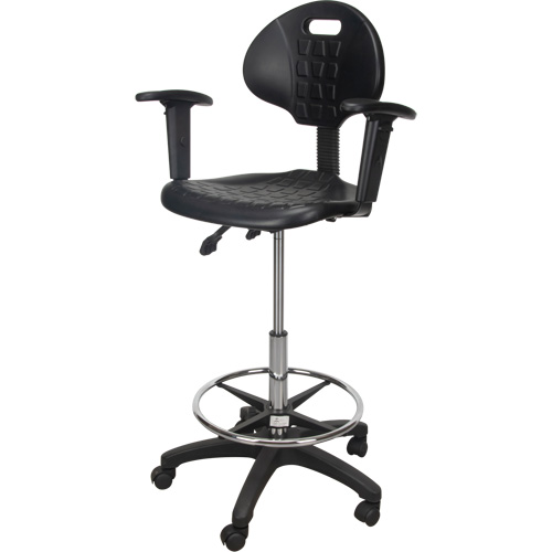 Tabouret ergonomique robuste avec accoudoirs r&eacute;glables et roulettes en nylon, Mobile, Ajustable Hauteur, Capacit&eacute; 250 lb FMT Sales Ltd