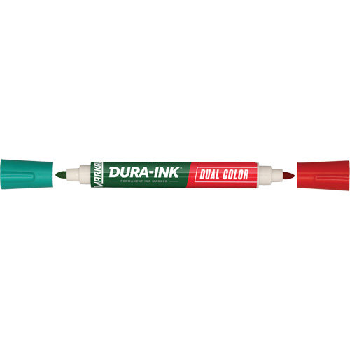 Marqueur &agrave; encre permanente et double couleur Markal Dura-Ink, Vert/Rouge, Pointe Ronde FMT Sales Ltd