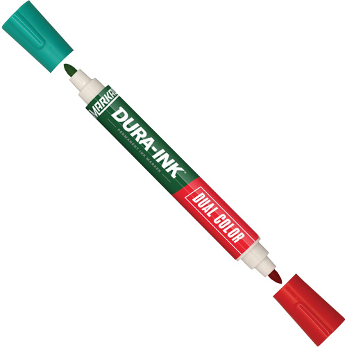 Marqueur &agrave; encre permanente et double couleur Markal Dura-Ink, Vert/Rouge, Pointe Ronde FMT Sales Ltd