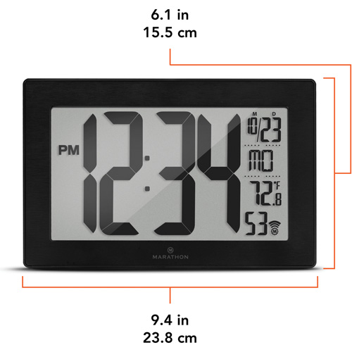 Self-Setting & Self-Adjusting Wall Clock with Stand, Digital, Battery Operated, Black FMT Sales Ltd