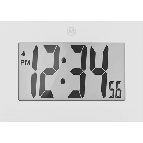 Large Frame Clock, Digital, Battery Operated, 9" W x 1" D x 6.5" H, White FMT Sales Ltd