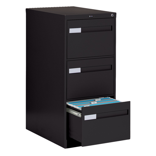 Classeur vertical &agrave; poign&eacute;es encastr&eacute;es, 3 tiroirs, 18.15" la x 26.56" p x 40" h, Noir FMT Sales Ltd