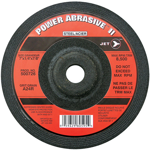 A24R POWER ABRASIVE Grinding Wheel, 7" x 1/4", 7/8" Arbor, Type T27 FMT Sales Ltd
