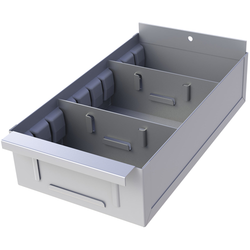 Interlok Boltless Shelving Shelf Box, Steel, 5-5/8" W x 15" D x 2-3/4" H, Light Grey FMT Sales Ltd