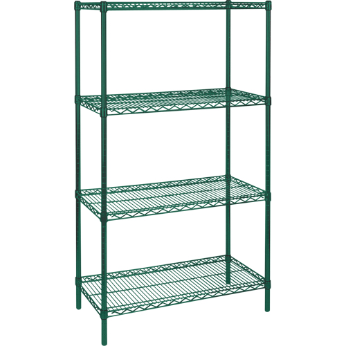 &eacute;tag&egrave;res robustes en treillis m&eacute;tallique au fini &eacute;poxy vert, 4 Tablettes, 30" la x 63" h x 14" p FMT Sales Ltd