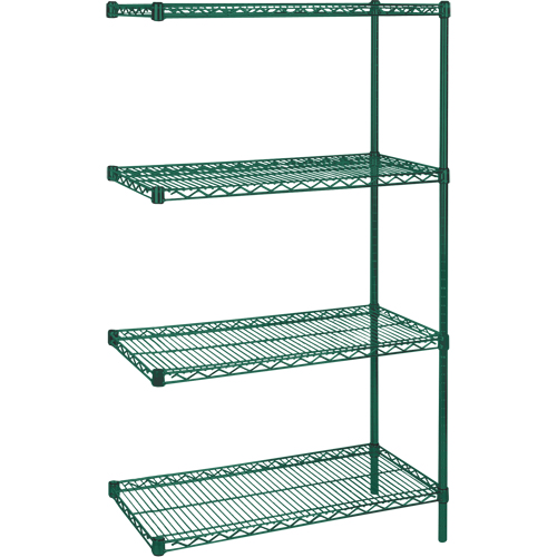 &eacute;tag&egrave;res robustes en treillis m&eacute;tallique au fini &eacute;poxy vert, Ensemble de Ajout, 4 Tablettes, 30" la x 63" h x 14" p FMT Sales Ltd