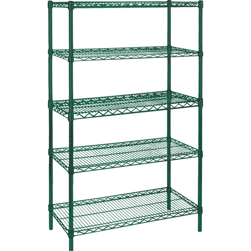 &eacute;tag&egrave;res robustes en treillis m&eacute;tallique au fini &eacute;poxy vert, 5 Tablettes, 30" la x 74" h x 14" p FMT Sales Ltd