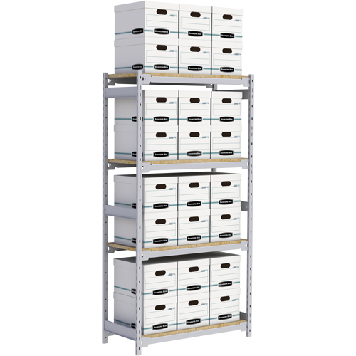 Wide Span Record Storage Shelving, Steel, 4 Shelves, 42" W x 18" D x 84" H FMT Sales Ltd