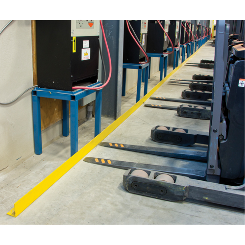 Rails protecteurs arr&ecirc;ts de charge avec ancrage au sol, Acier, 48" lo x 5" h, Jaune FMT Sales Ltd