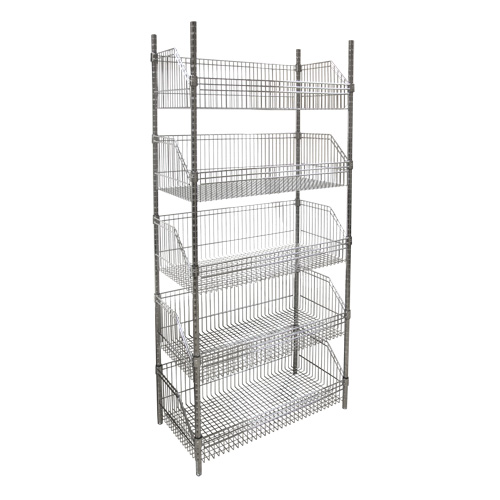 Wire Basket Shelving Unit, 5 Tiers, 48" W x 74" H x 24" D FMT Sales Ltd