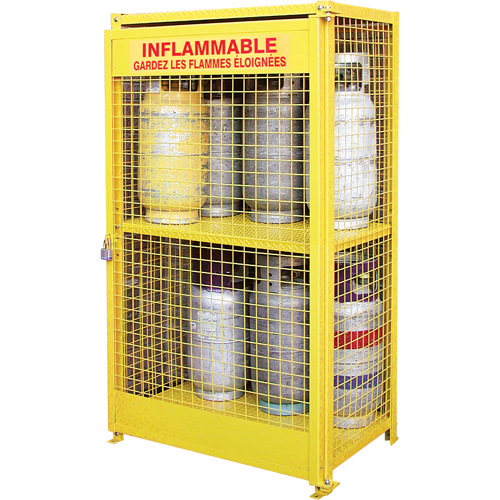 Gas Cylinder Cabinets, 12 Cylinder Capacity, 44" W x 30" D x 74" H, Yellow FMT Sales Ltd