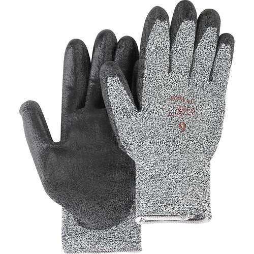 Gants de tricot poivre & sel avec rev&ecirc;tement de paume noir, Taille Petit/7, Rev&ecirc;tement Polyur&eacute;thane, Enveloppe en PEHP, ANSI/ISEA 105 niveau 2 FMT Sales Ltd