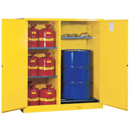 Armoires Sure-Grip EX s&eacute;curitaires &agrave; double fonction, Capacit&eacute; de 115 gal. US, 13 barils, Jaune FMT Sales Ltd