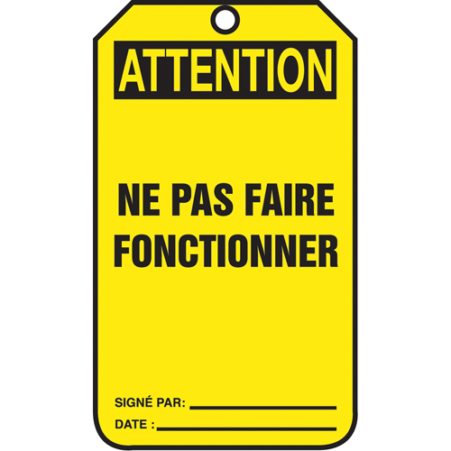 Lockout Tags, Cardstock, 3-1/8" W x 5-7/8" H, French FMT Sales Ltd