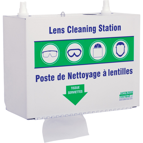 Postes en M&eacute;tal Pour Le Nettoyage De Verres - Deux Boutielle De Solution 500ml Et 1 Boîte De Serviettes, M&eacute;tal, 10,5" lo x 5,5" p x 6,3" h FMT Sales Ltd
