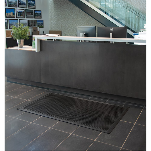 Tapis &agrave; profil bas, Caoutchouc, Grattoir Type, Motif Plein, 3' x 5', Noir FMT Sales Ltd