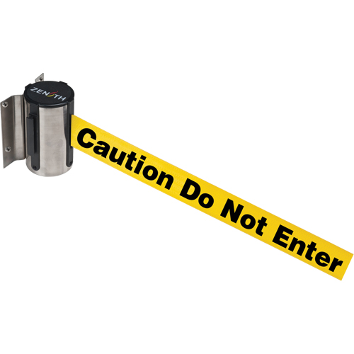 Wall Mount Barrier, Steel, Screw Mount, 7', Yellow Tape FMT Sales Ltd