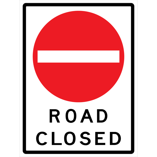 "Road Closed" Roll-Up Traffic Sign, 36" x 48", Vinyl, English with Pictogram FMT Sales Ltd