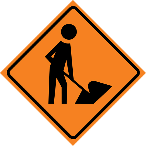 Men at Work Roll-Up Traffic Sign, 36" x 36", Vinyl, Pictogram FMT Sales Ltd