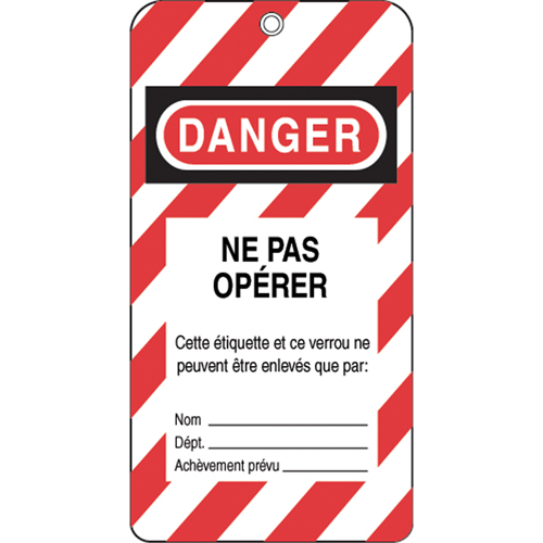 &eacute;tiquettes de verrouillage, Plastique, 3" la x 5-3/4" h, Français FMT Sales Ltd