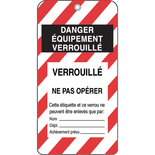 Lockout Tags, Plastic, 3" W x 5-3/4" H, French FMT Sales Ltd