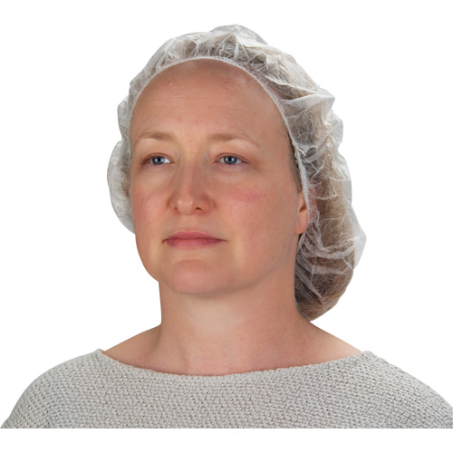 Non-Woven Bouffant Caps, Polypropylene, 21"/Large, White FMT Sales Ltd
