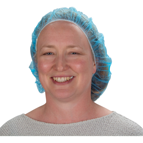Non-Woven Bouffant Caps, Polypropylene, 21"/Large, Blue FMT Sales Ltd