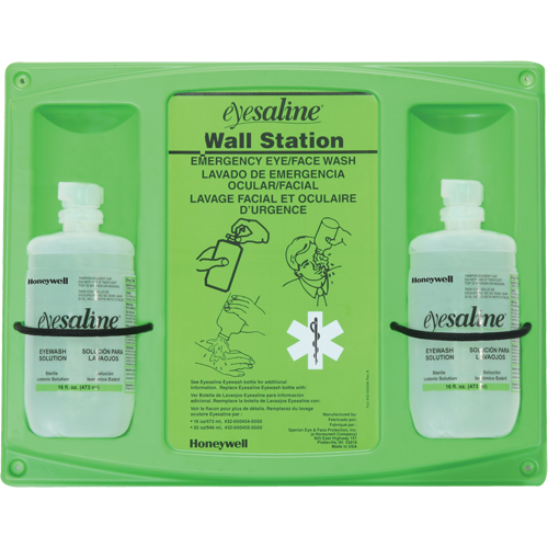 Support mural pour solution saline de douche oculaire, Double FMT Sales Ltd
