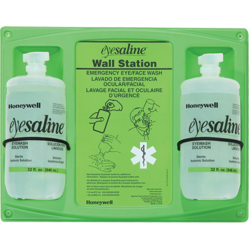 Support mural pour solution saline de douche oculaire, Double FMT Sales Ltd