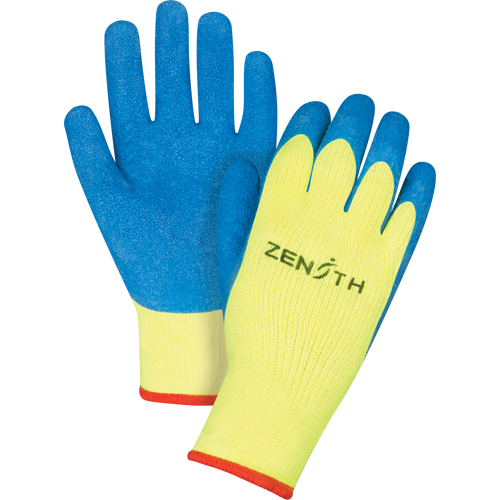 Gants haute visibilit&eacute; doubl&eacute;s d'acrylique & enduits de caoutchouc, 9/Grand, R&ecirc;vetement Latex de caoutchouc, Calibre 7, Enveloppe en Tissu &eacute;ponge FMT Sales Ltd