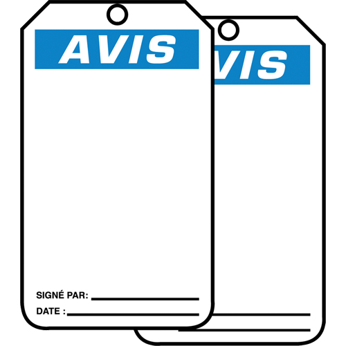 &eacute;tiquettes de s&eacute;curit&eacute; en français - &eacute;tiquettes avec ent&ecirc;ge vierge, Papier cartonn&eacute;, 3-1/8" la x 5-7/8" h, Français FMT Sales Ltd