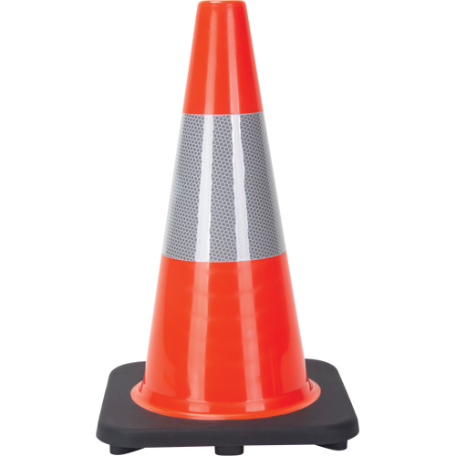 C&ocirc;ne de signalisation, 18", Orange, Bande(s) r&eacute;fl&eacute;chissante(s) 6" FMT Sales Ltd